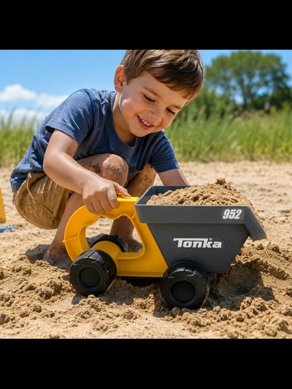 Tonka Yellow and Gray Dump Truck Toy - Sand Play Truck